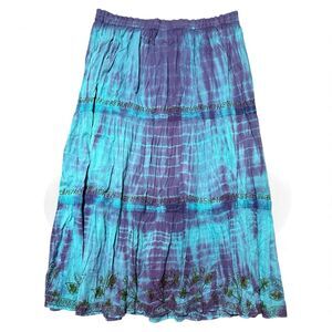 Vintage Raiment Fashions Skirt Free Size Tie Dye Boho India Cotton 80s 90s